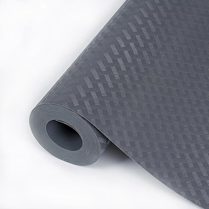 Hersvin Shelf Liners 20 in x 20 ft EVA Drawer Mats, Non-Adhesive Cupboard Pad, Kitchen Cabinet Lining Fridge Cushion (Gray Crossed Stripe, 50.8x610cm)