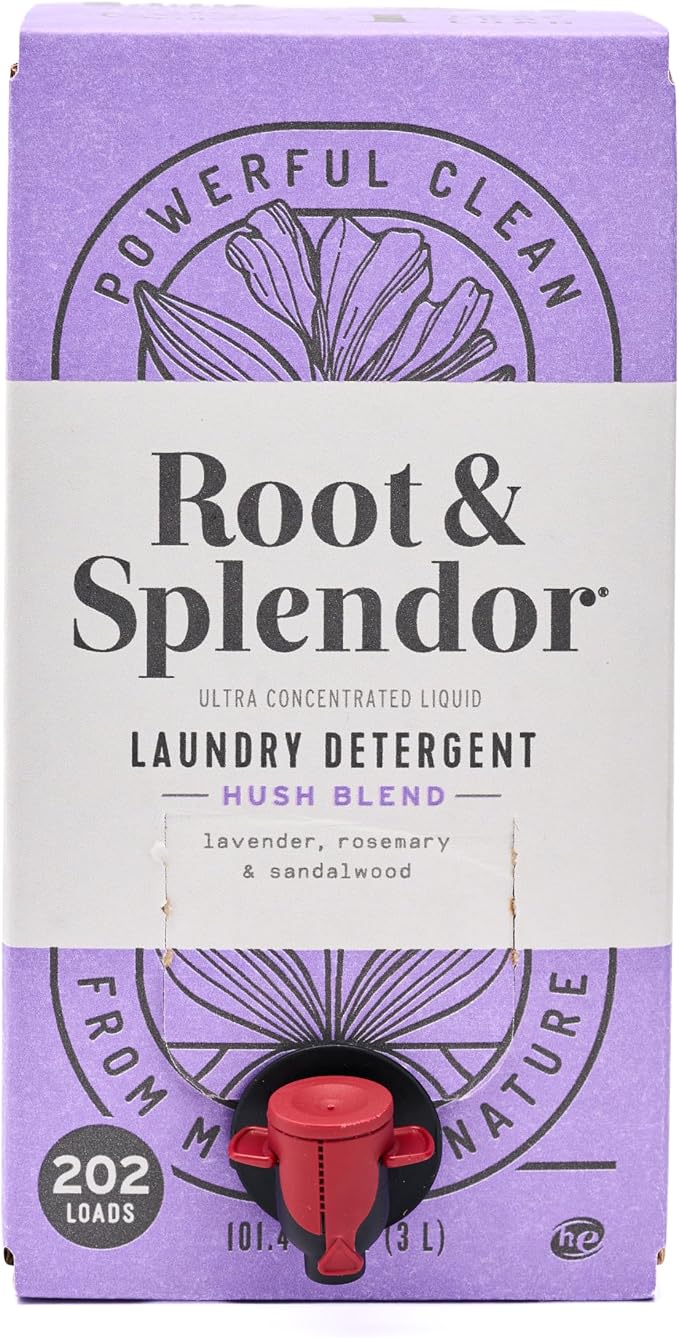 Root & Splendor Ultra Concentrated Non Toxic Laundry Detergent Liquid - Plant Based & Eco Friendly Enzymatic Laundry Soap, Hush Scent, 3 Liter, 202 Loads