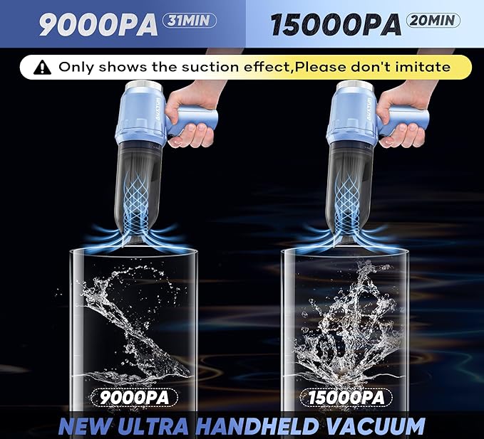 Portable Cordless Handheld Vacuum Cleaner with 15000PA, 120W Air Duster, Brushless Motor, Mini Car Vacuum for Car and Home
