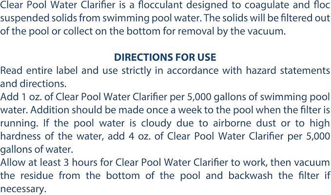 Pool Mate 1-Quart Premium Clear Pool Water Clarifier, Made in USA