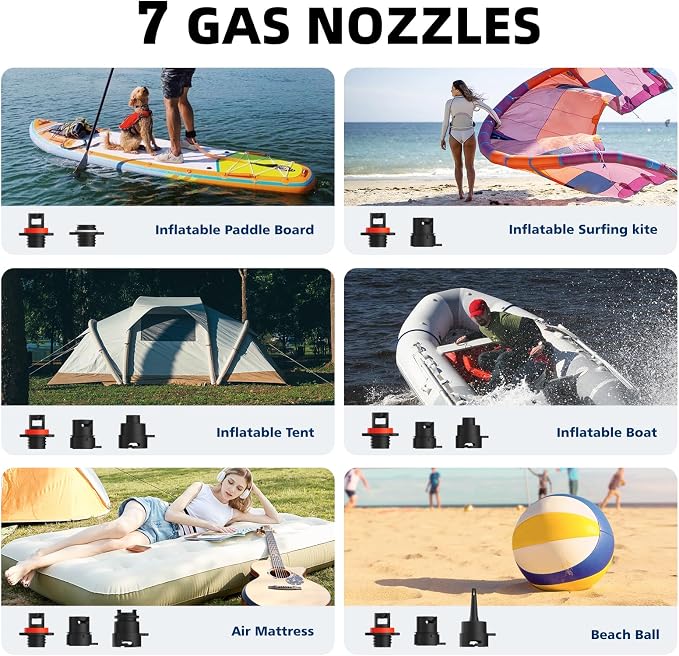 CYCPLUS 20PSI High Pressure Smart SUP Air Pump, Rechargeable Battery-Powered, Intelligent Dual Stage Inflation & Deflation, Auto-Off Air Pump for Stand Up Paddle Boards,Surfing Kite, Tent, Mattress