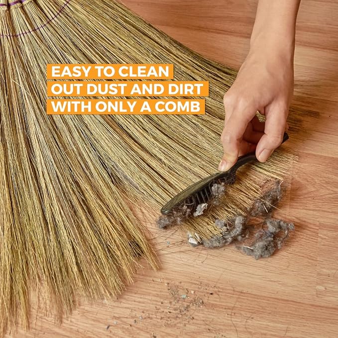 40 inchTall of Asian Straw Broom for Sweeping Dirt, Dust, Debris Handmade