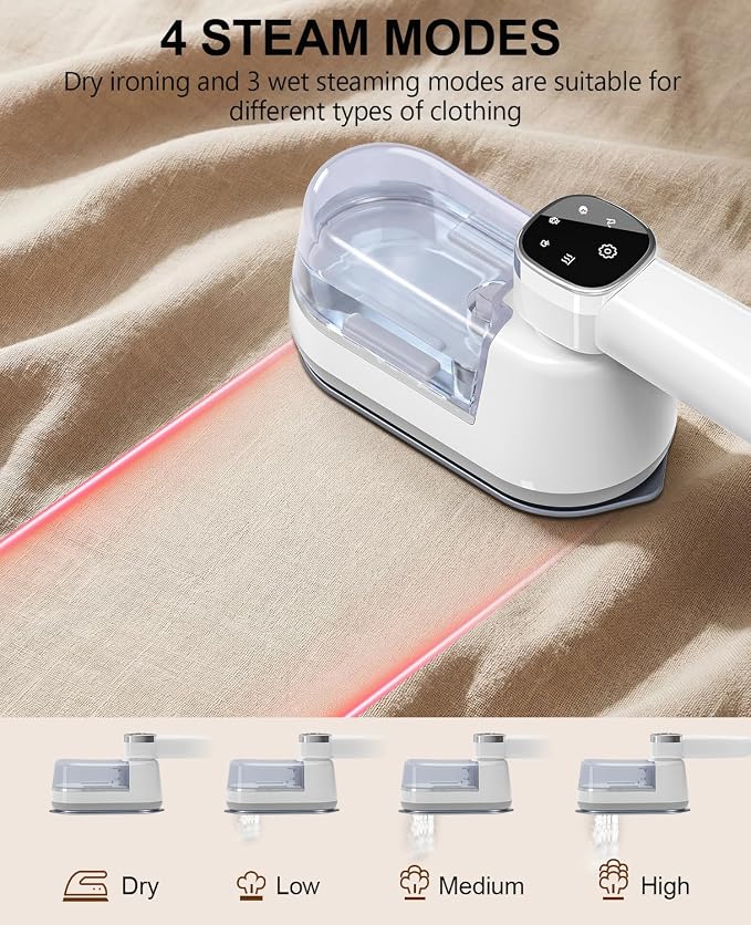 Portable Steamer for Clothes, 1200W 20s Fast Heat Travel Clothes Steamer, 2-in-1 Dry & Wet Foldable Steamer Iron with LCD Screen & 4 Steam Modes, 160ml Water Tank, 120V Wrinkle Remover