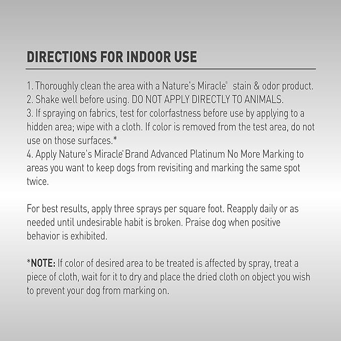 Nature's Miracle Advanced Platinum No More Marking, Helps Discourage Repetitive Dog Marking, 24 oz