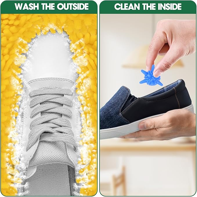 Shoe Washing Machine Bag, 2 Pack Sneaker Cleaner Kit with 10 Washer Balls for Gym Sneakers and Flats, Shoe Laundry Bag with Zipper Protection Design,Large Size for Women's, Men's, and Kid's Shoes