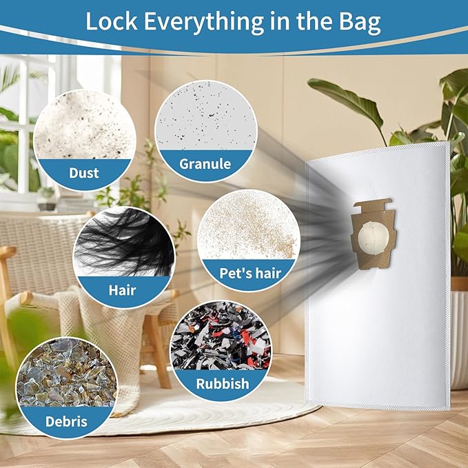 12 Bags + 4 Belts Vacuum Bags Compatible with Kirby Vacuum Cleaner Bags, Solid Cloth Dust Bag Fit All Kirby Generation & Sentria Models, Part # 205811 204814 204811 Style F