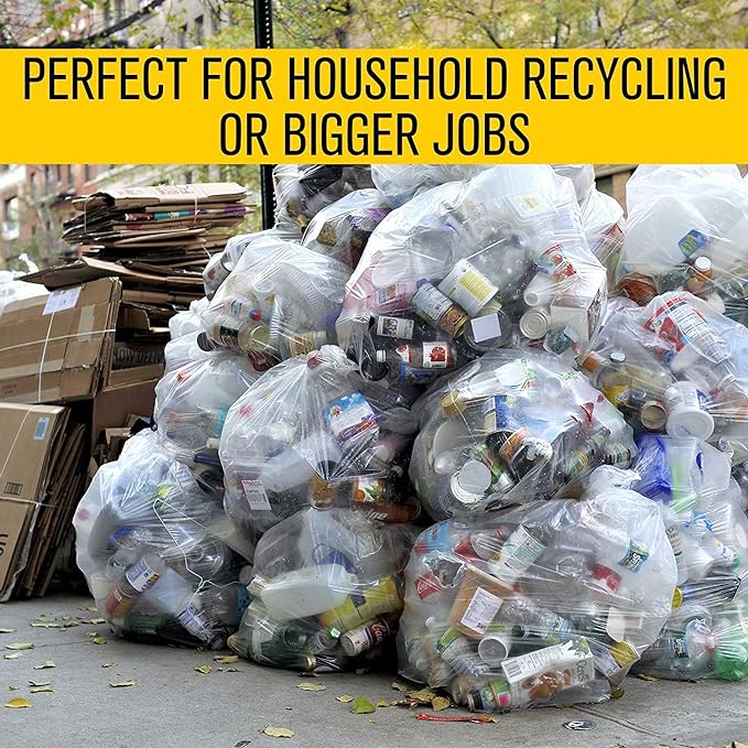 Aluf Plastics 56 Gallon 1.5 MIL (eq) Clear Heavy Duty Garbage Bags - 43" x 46" - Pack of 100 - For Industrial, Recycling, Storage, & Outdoor