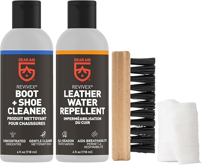 Gear AID Revivex Leather Shoe and Boot Cleaner Conditioning Kit, Restore Your Sneakers, Work and Hiking Boots, Includes Soap