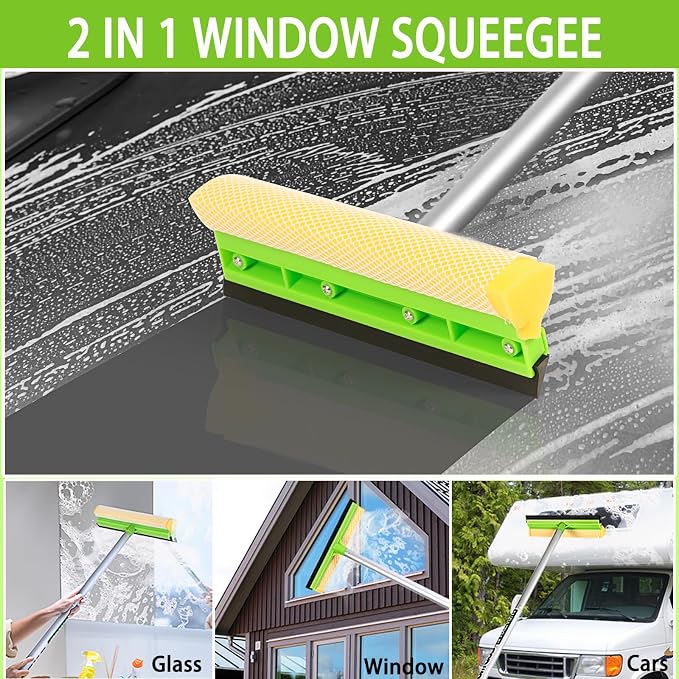 14Pcs Car Wash Kit, 62'' Car Wash Brush with Long Handle, Microfiber Scratch-Free Carwash Brush Mop Mitt Kit Car Car Washing Supplies Cleaning Kit for Cars RV SUV Truck Boat Green