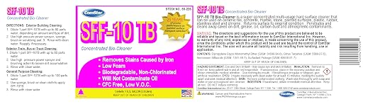 SFF-10 TB, 1 Gallon, Heavy-Duty, Exterior Body Cleaner & Iron Stain Remover for Trains, Buses, Removes Away All Oxidation & Rust Stains, Grease, Oil, Carbon, Deodorizes, Made in USA (55-226)