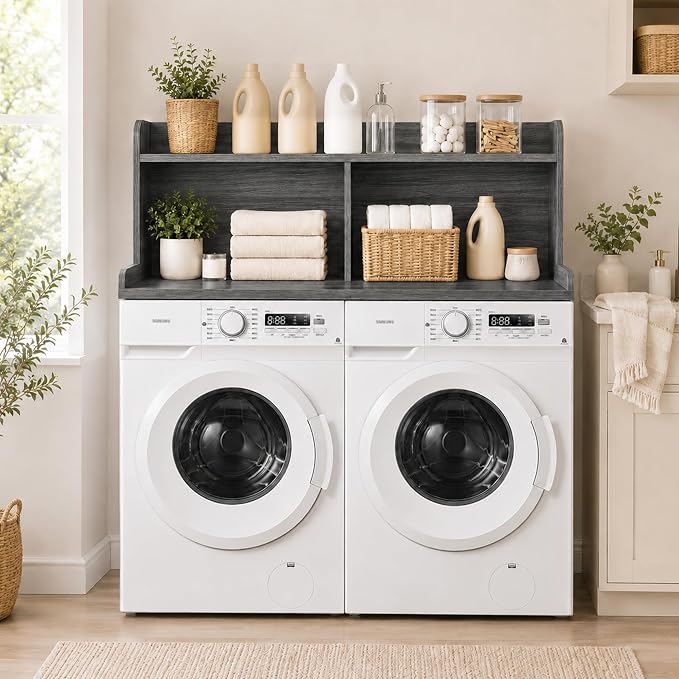 Royxen Laundry Countertop with 20“ Shelf Universal Fit, Washer and Dryer Countertop with Storage Space, Eucalyptus