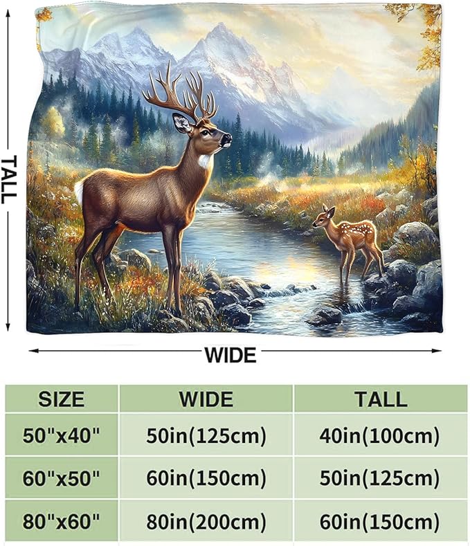Tijuboni Elk Deer Throw Blanket Mountain Cabin Gifts for Women Men Girls Boys Kids Adults Soft Flannel Fleece Blanket for Couch Sofa Bed Home Decor 50"x60"