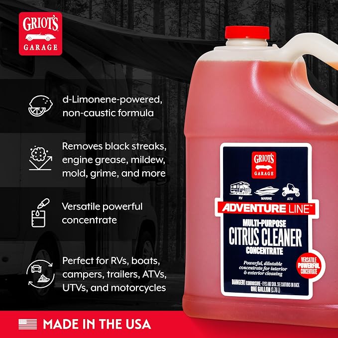 Griot's Garage Multi-Purpose Citrus Cleaner for RVs, Campers, Trailers, Boats, ATVs, UTVs, Motorcycles, Works on Paint, Glass, Chrome, Vinyl, Plastic, and More, 10841, One Gallon