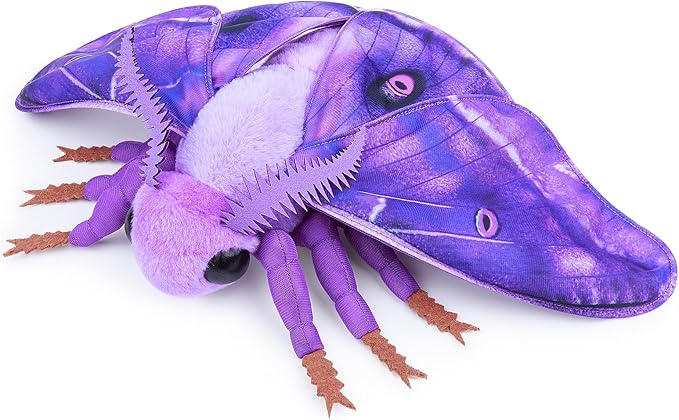 Moth Stuffed Animals Toy, Lifelike Purple Moths Plush 16in, Realistic Soft Big Wing Plushies Figure Gift Collection for Kids