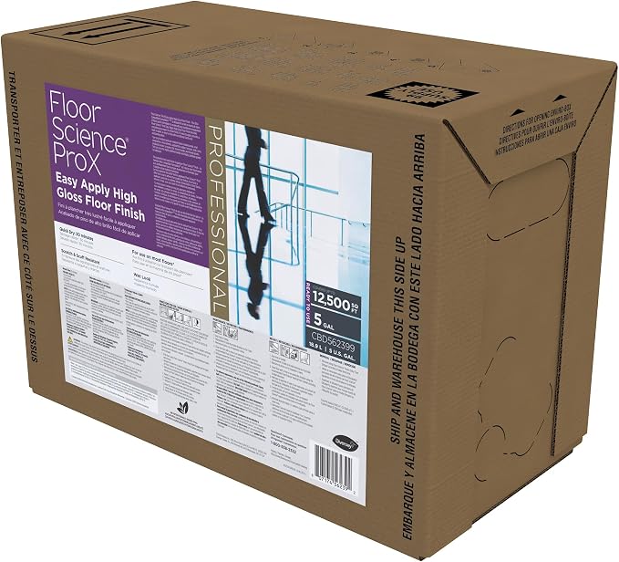 Diversey Floor Science ProX Easy Apply High Gloss Floor Finish, 5 gal | Built-in Sealer, No Buff Shine, Scuff Resistance, Black Heel Mark Removal, 20% solids