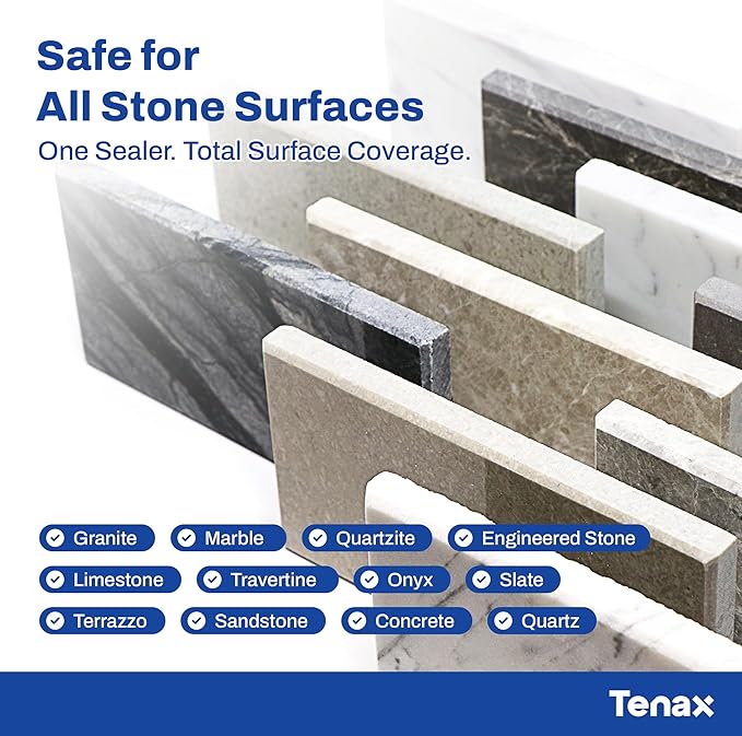 Tenax Hydrex Stone Sealer – Professional Penetrating Sealer for Granite, Marble, Natural Stone & Concrete – Stain & Water Protection for Countertops, Tile, Indoor & Outdoor Surfaces – 1 Quart