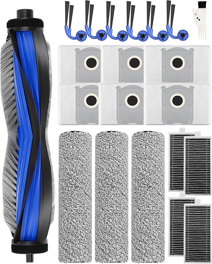X9 Pro Omni Accessories Kit for Ecovacs Deebot T80S Omni/X9 Pro Omni/Yeedi S16 Plus Vacuum, Replacement Parts: 1 Main Brush, 3 Roller Mops, 6 Side Brushes,4 Filters, 6 Dust Bag(No X9S PRO/No T80 Omni)