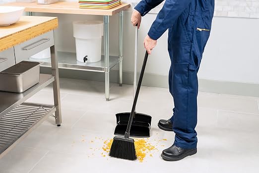 Carlisle FoodService Products Duo-Sweep Plastic Small Debris Lobby Broom with Handle, 30 Inches, Black, (Pack of 12)