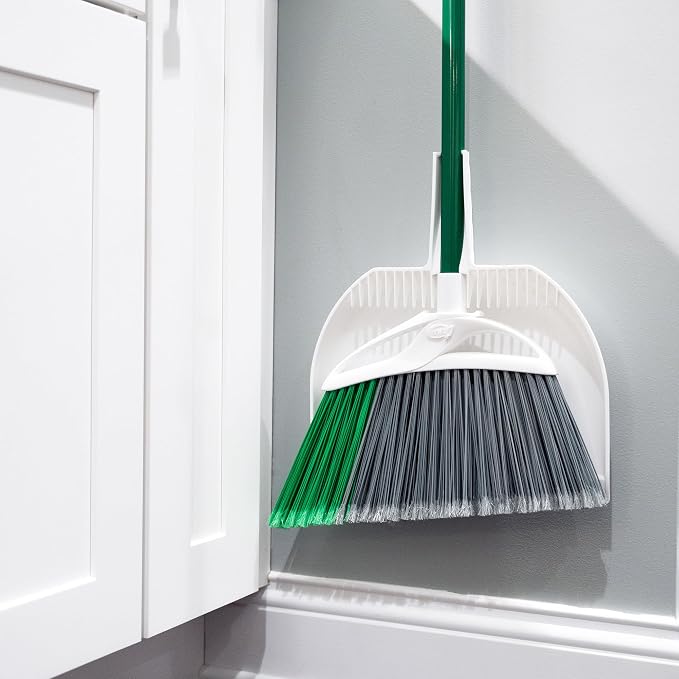 Libman XL Indoor/Outdoor Angle Broom with Clean Fibers Dustpan