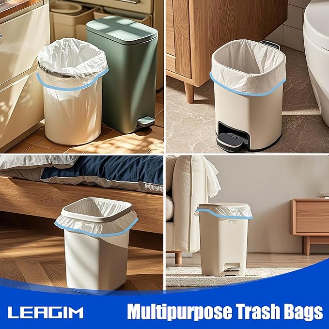 Small Trash Bags 1.6 Gallon, 360 Count -1.2 Mil Drawstring Mini Garbage Bags, White Plastic Trash Can Liners for Bathroom Accessories, 6 Liter, Bedroom, Dorm Room Essentials, Office