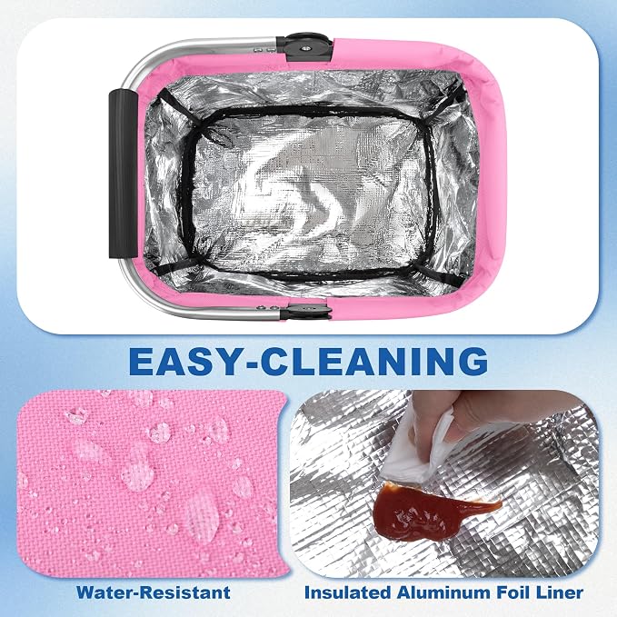 PGmoon Cleaning Caddy Organizer with Handle, Cleaning Tote Bag with Multiple Pockets for Cleaning Supplies, Products Storage, Housekeepers, Kitchen Cleaning Supplies, Pink