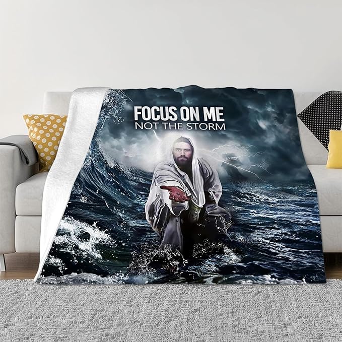 Tijuboni Christian Jesus Throw Blanket Religious Faith Gifts for Women Men Girls Boys Kids Adults Soft Flannel Fleece Blanket for Couch Sofa Bed Home Decor 40"x50"