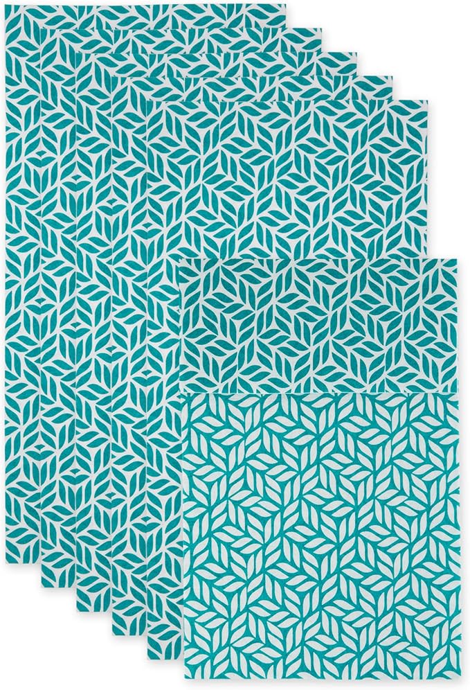 DII Fridge Liner Collection Non-Adhesive, Cut to Fit, 12x24, Teal Abstract Leaf, 6 Piece
