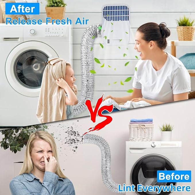 2025 New Upgraded Indoor Dryer Vent Kit for Electric Clothes Dryer, 3-in-1 Indoor Dryer Lint Trap with 6 Polyester Filter&10ft Dryer Vent Hose,Enhance Air Quality,Energy Efficient Water Drawer System