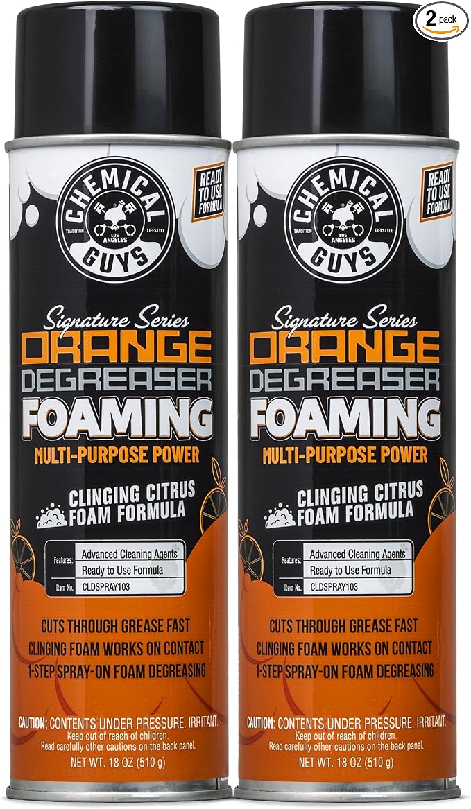 Chemical Guys Citrus Degreaser Aerosol, Industrial Strength Engine Cleaner Spray For Grease Oil Grime On Engines Tools Undercarriage And Garage Equipment, 18 Fl Oz - 2 Pack