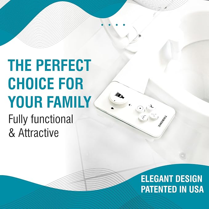 Throne Bidet Attachment for Toilet – USA Patented - Non-Electric Self Cleaning Cold Water Sprayer Double Nozzle (Frontal & Rear Wash) Bidet Toilet Seat Attachment, Easy Install (White)