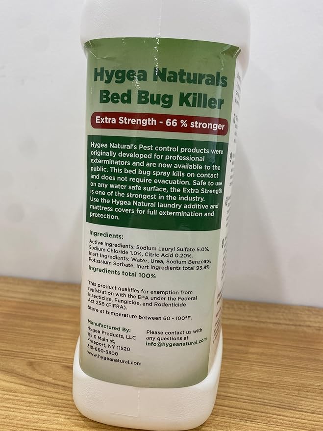 Hygea Natural Extra Strength Bed Bug Killer & Mite Spray- Child & Pet Friendly - Stain & Odor Free - 66% Stronger Natural Formula (128 oz)