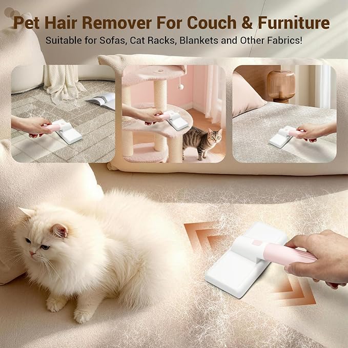 Pet Hair Removal Glove & Electrostatic Remover Set with Mini Lint Roller (180 Sheets) - Reusable Cleaning Tool for Sofa, Carpet, Cat Tree, Furniture, Car Seat and Clothes（3PCS）