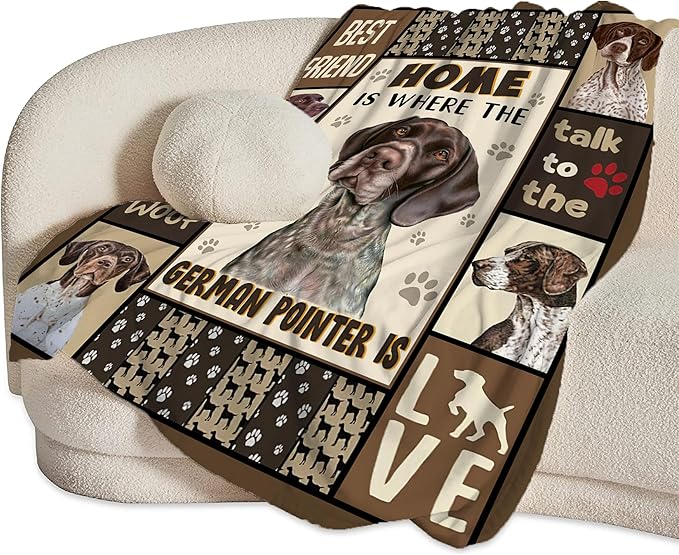 German Shorthaired Pointer Blanket - Cute Dog Throw for Girls, Women, Kids, Adults - Soft Warm Cozy Fleece for Couch, Sofa, Bed - 80"x60"