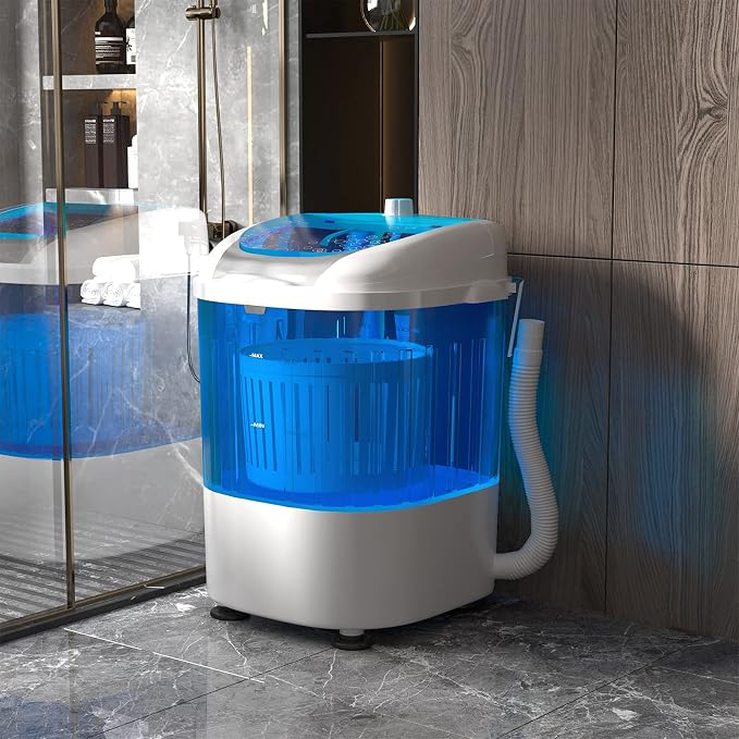 5.5lbs Mini Washing Machine w/Spin Dryer, Portable Clothing Washer Single Tub Washing Machine, Compact Laundry Washer Machine w/Cycle Basket and Drain Hose