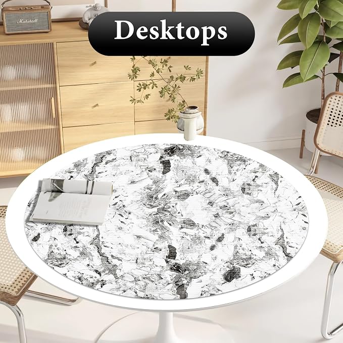 Drawer and Shelf Liner for Kitchen Cabinet: 12 in X 20 Ft Non Slip Waterproof Shelf Paper Non Adhesive Refrigerator Liners Grey and White Marble Easy Liners for Bathroom with Knife Tape Measure