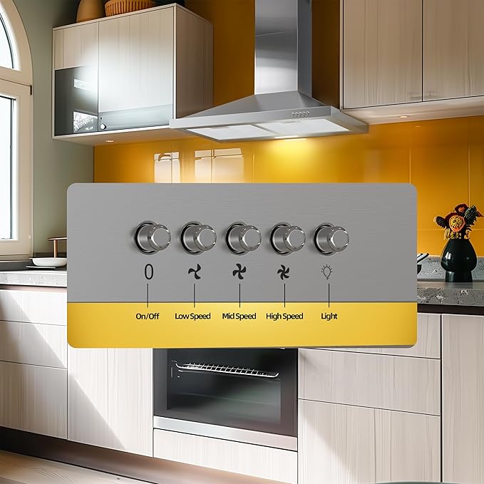 FIREGAS Range Hood 30 inch Wall Mount Type with Ducted/Ductless Convertible, 450 CFM Stainless Steel Chimney-Style Kitchen Hood, Over Stove Vent Hood with 3 Speed Fan, LED Light, Charcoal Filters
