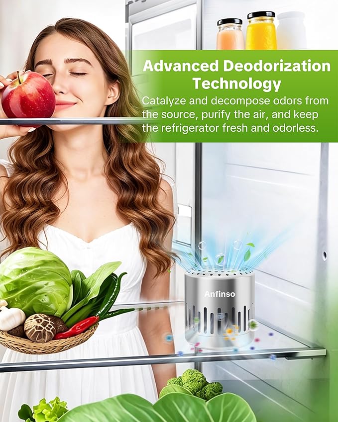 Fridge Deodorizer, Lasts for 10 Years, Refrigerator Deodorizer Odor Eliminator Fridge Smell Remover for Home, Room, Car, Closet, More Effective Than Baking Soda & Charcoal Air Purifiers