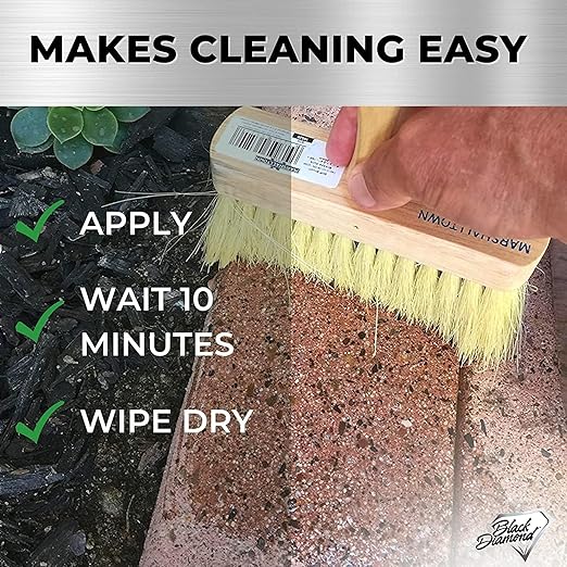 Wet Look Natural Stone Sealer. Durable, Long-Lasting Gloss Protection. Interior and Exterior Pavers, Slate, Sandstone, Travertine, Flagstone, Driveways, Garage Floors, etc. Black Diamond Stoneworks