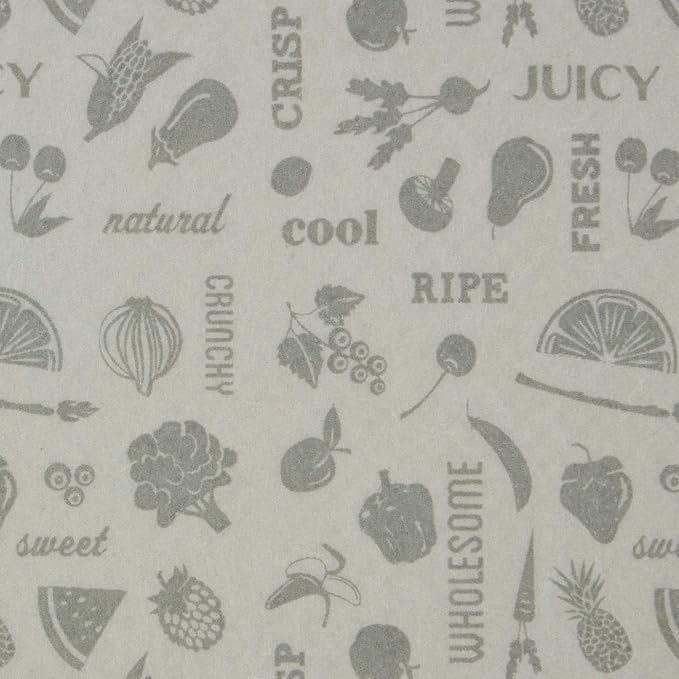 DII Fridge Liner Collection Non-Adhesive, Cut to Fit, 12x24, Gray Veggies, 6 Piece