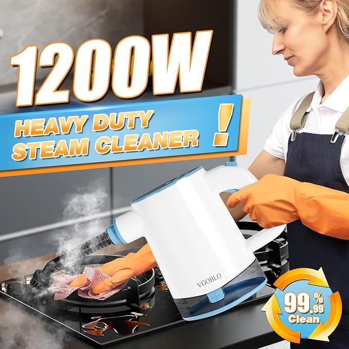 Steam Cleaner, 15s Fast Heat-Up & 500ml Removable Large Water Tank, Pressurized Handheld Steam Cleaner for Home, Multi-Surface Steamer for Cleaning Kitchen, Bathroom, Car, Floor, Furniture
