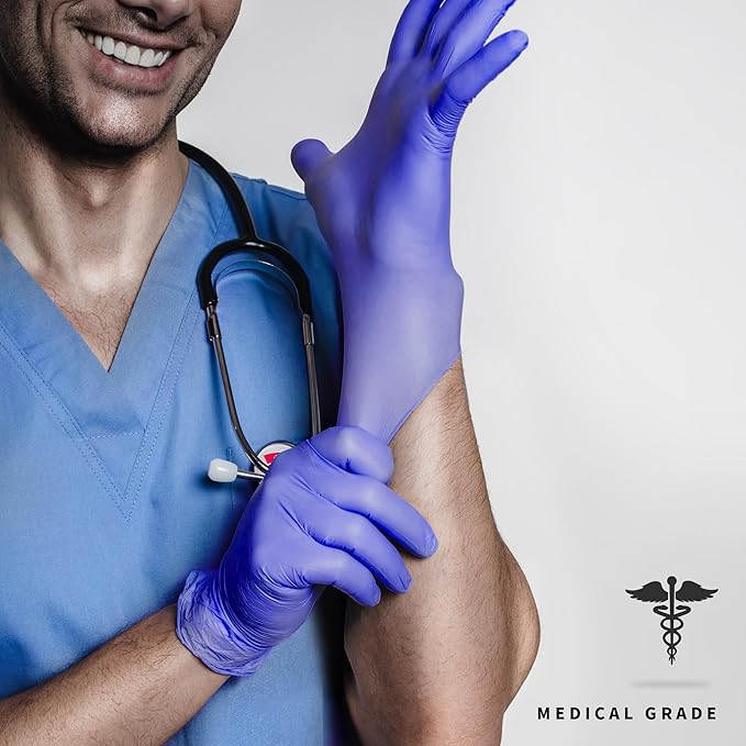 Medguy Medical Nitrile Exam Gloves, 4.5 Mil Powder-Free Latex-Free Food-Safe Clean Protective Disposable Glove Violet 1000Pcs