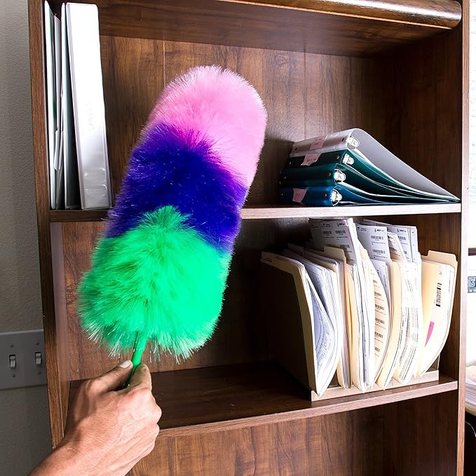 Kitchen + Home Large Static Duster - 27" Inch Electrostatic Feather Duster attracts dust Like a Magnet! - Assorted Colors Will Ship