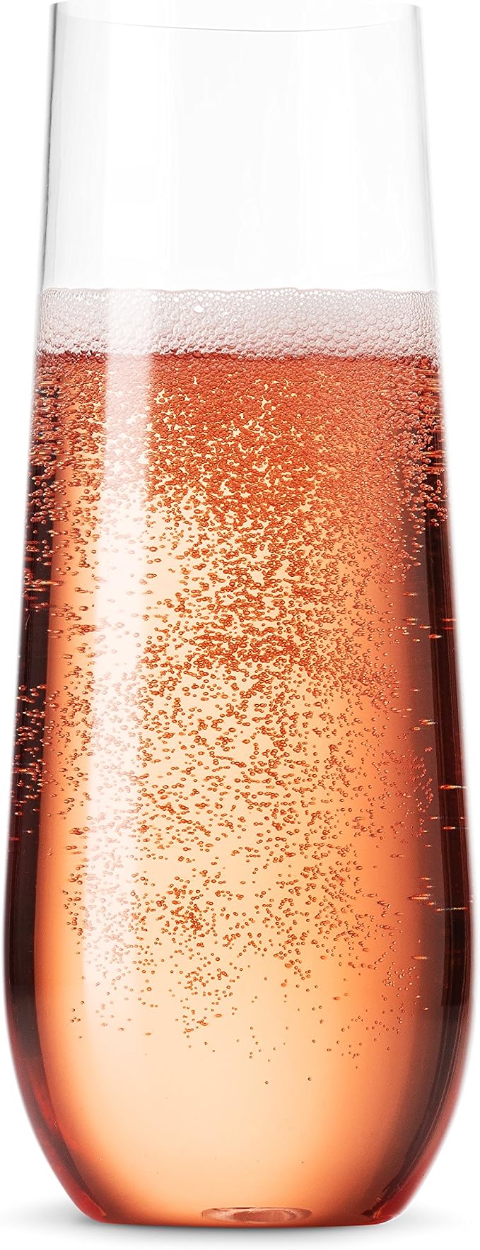 Munfix 36 Pack Stemless Plastic Champagne Flutes Disposable 9 Oz Clear Plastic Toasting Glasses Shatterproof Recyclable and BPA-Free