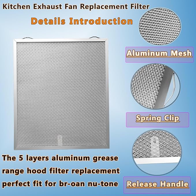 2Pack S99010430-002 Range Hood Grease Filters Compatible With B-roan N-utone HPF30 4512880 and Ken-more Rnge Hood Filter Replacement by Size 13 7/8" X 15 3/4" X 3/8"