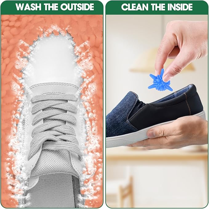 Shoe Washing Machine Laundry Bag - 2 Pack Shoe Cleaner for Gym Tennis Athletic Sneaker and Canvas Flats with Zipper Protection Design, 10 Washer Balls, Reuseable, Durable, Large Size for Most Footwear