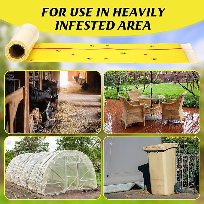 12 Rolls (30 Feet Each) Spotted Lantern Fly Tree Trap Outdoor Fruit Fly Sticky Strips Paper Ant Insect Sticky Barrier Tree Trunk Wraps to Protect Trees Plants, Lawn, Garden(Yellow and Red)