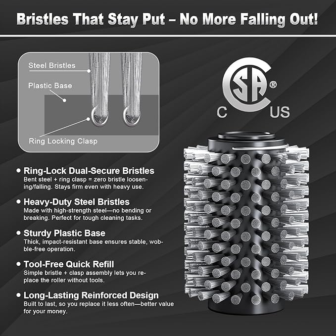 Upgraded Electric Grill Brush - Extreme 50kg Torque Power Grill Brush, 7.4V Motor, Safe for All Grills, SUS304 Anti-Shedding Bristle, with Heat Resistant Mat & Polishing Pad