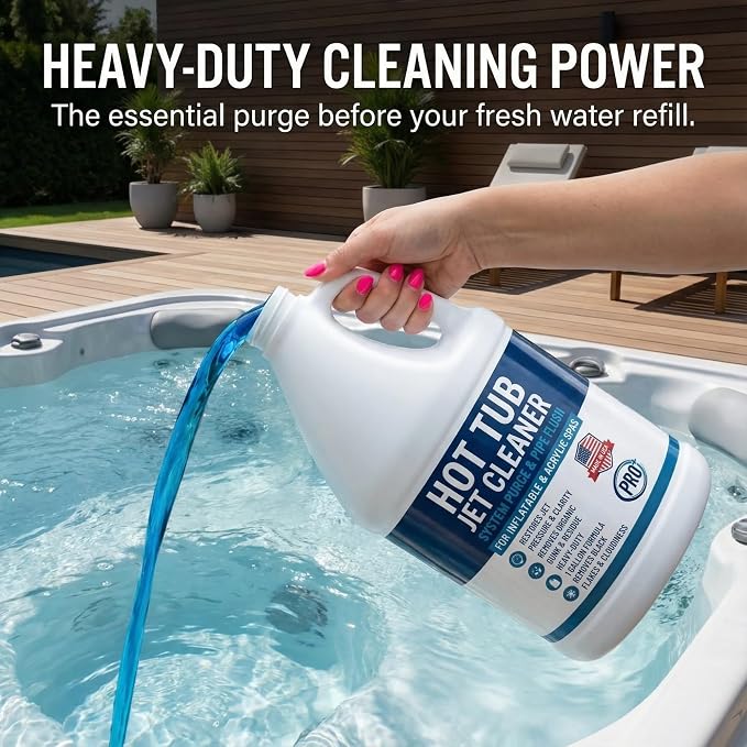 Hot Tub Jet Cleaner - 1 Gallon - Spa Line Flush & Spa System Flush - Jet Tub Cleaner for Jets, Lines & Tubes - Pipe & Line Purge Before Drain Refill - Made in USA - BubbyShine