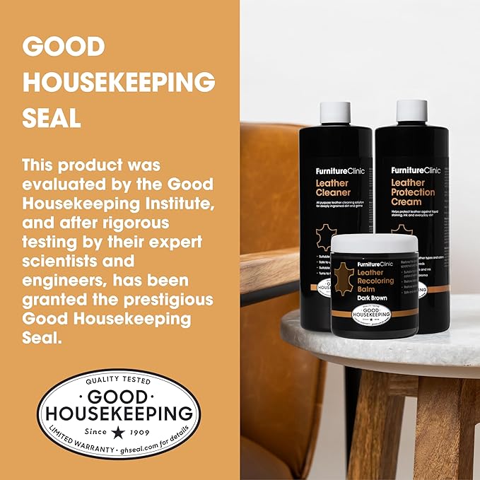 Furniture Clinic Leather Complete Restoration Kit | with Leather Recoloring Balm, Cleaner, 2-in-1 Protection Cream & Conditioner, Sponge, and Cloth | Repair Kit for Furniture (Pine Green)