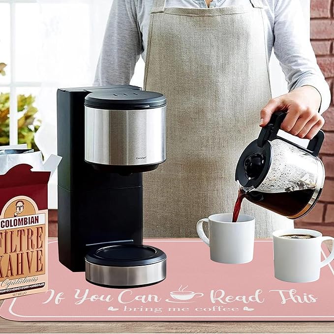 Coffee Bar Mat for Countertops 23inx15in,Absorbent Hide Stain Anti-Slip Cafe Bar Accessories Fit Under Coffee Machine Mat,dish drying mats for kitchen